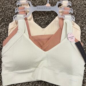 NWT Danskin Women's Ribbed Bralette - Cream, Brown, light green